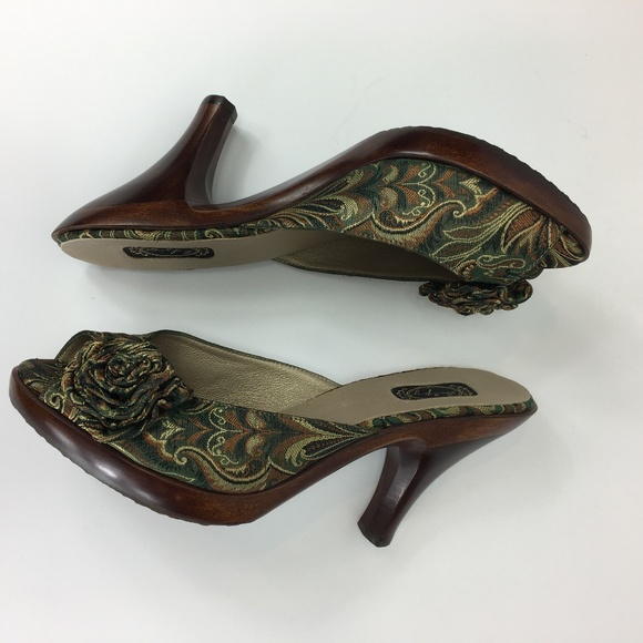 SALPY handcrafted open toe platform heels like new SZ 10 - Picture 3 of 8